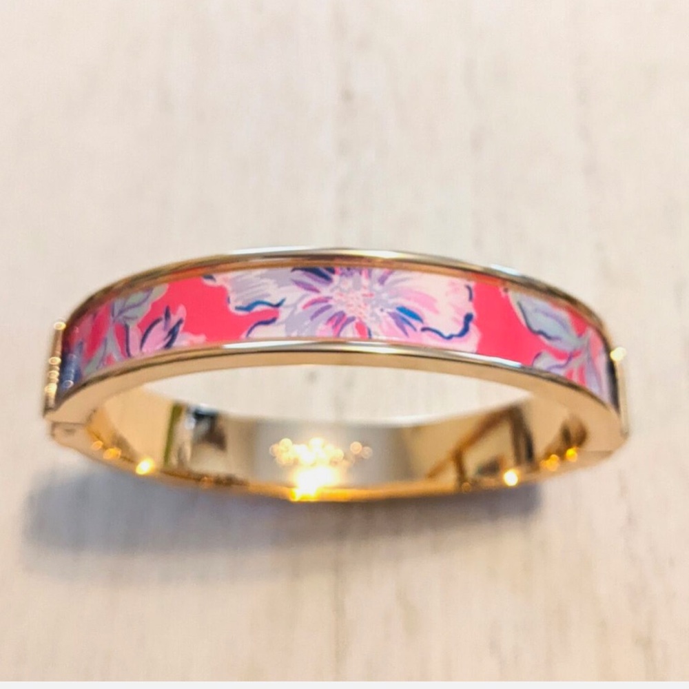 Lilly Pulitzer Photodome bangle bracelet Pink Isle EUC